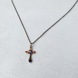 Beaded Cross Firefly Necklace